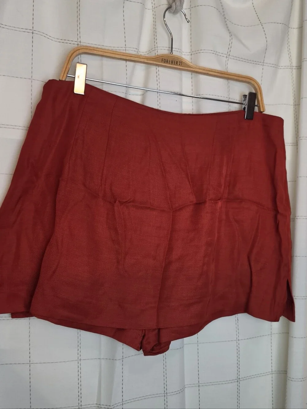 Express Editor Super High Waisted Linen-Blend Mini Skort